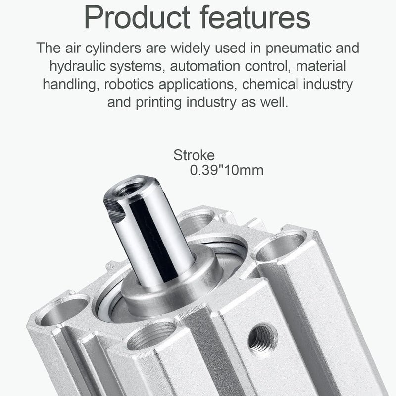VIILOCK Pneumatic Air Cylinder 25mm Bore 10mm Stroke, Thin Air Cylinder Double Action Hydraulic Cylinders SDA 25 X 10 - Image 3